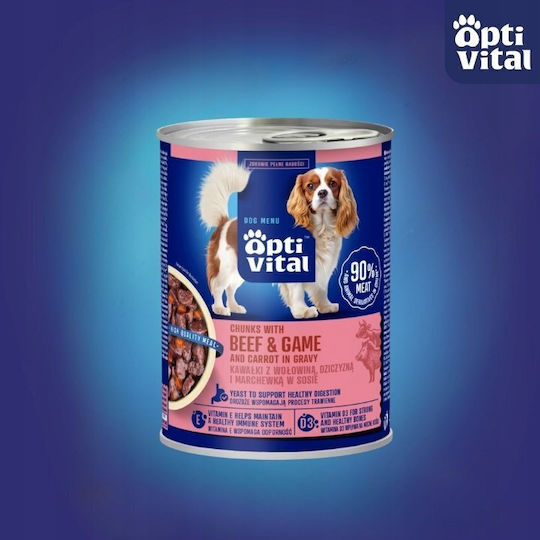 Reno Optivital Can Juicy Pieces Adult Dogs Beef Venison In Sauce 415g