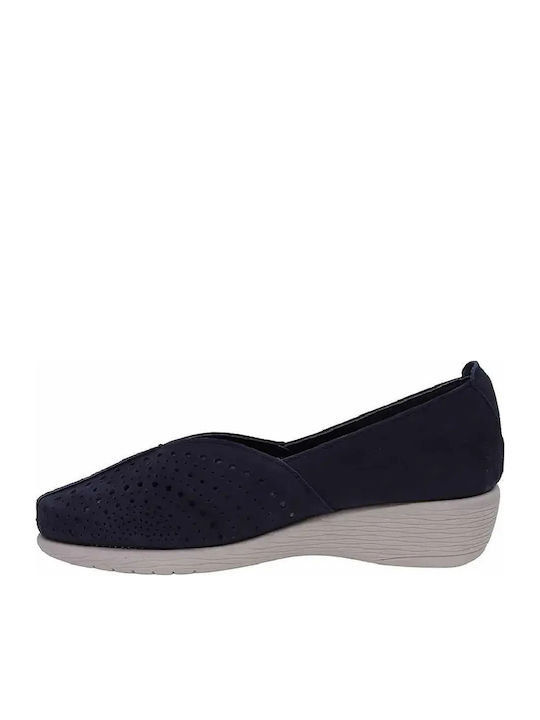 Ανατομικά Γυναικεία Slip-On Δερμάτινα Μπλε