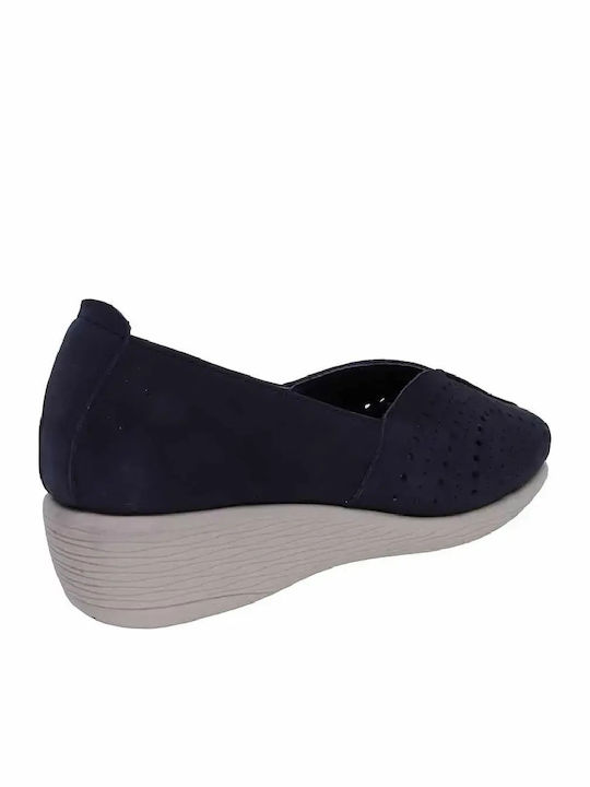 Ανατομικά Γυναικεία Slip-On Δερμάτινα Μπλε
