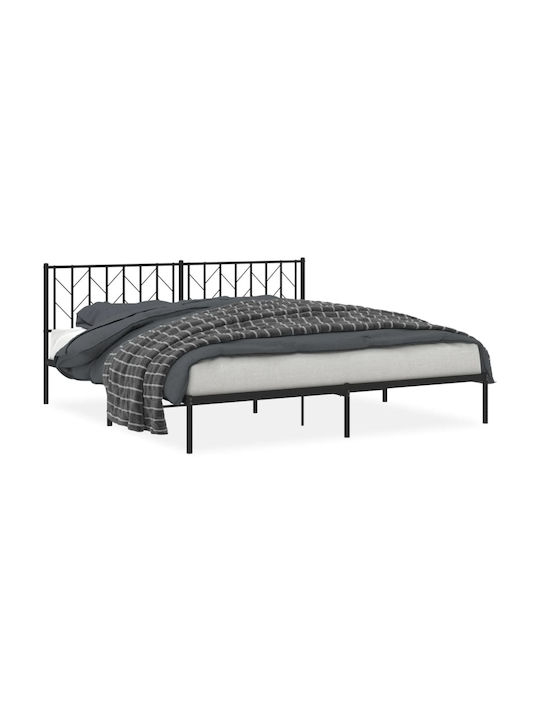 King Size Metallbett Schwarz mit Lattenrost für Matratze 193x203cm