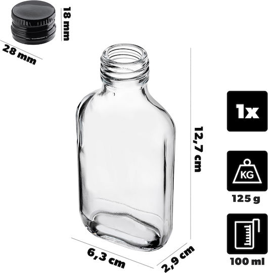 100ml Flask Bottle Black Cap 1 Pc