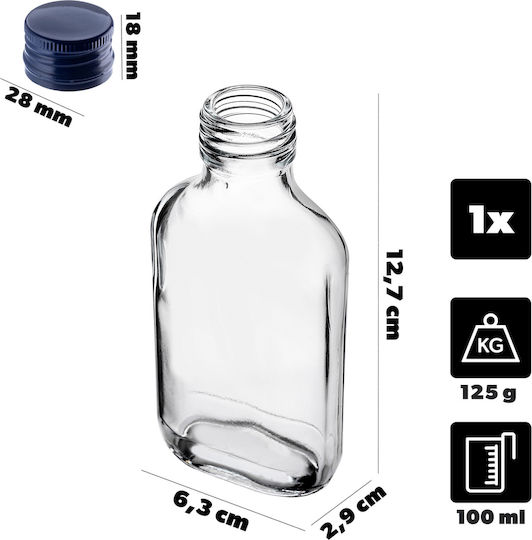 100ml Flask Bottle Blue Cap 1 Pc