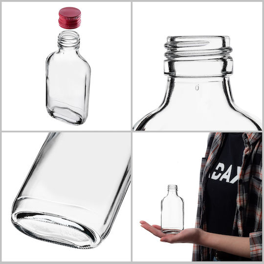 Sticlă Flask 100ml Capac Roșu 1 Bucată