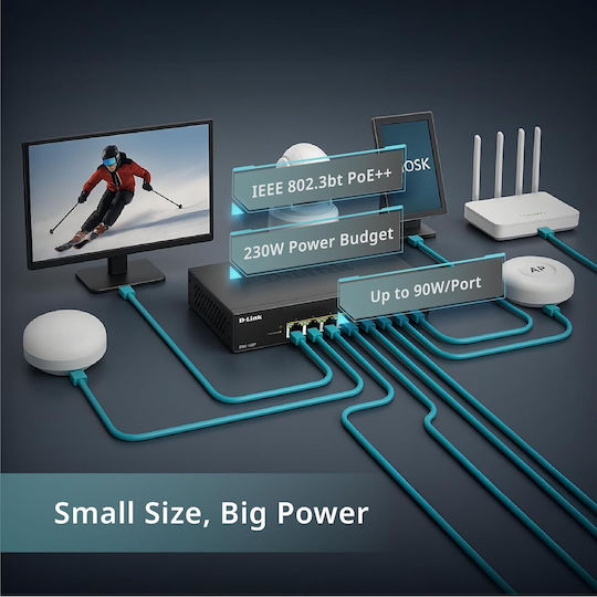 D-Link DMS-108P/E L2 Switch με 8 Θύρες Gigabit (1Gbps) Ethernet