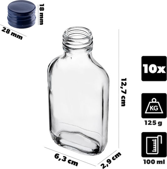 Kadax Wein-/Getränkeflaschen 100ml Marineblauer Deckel 10 Stück