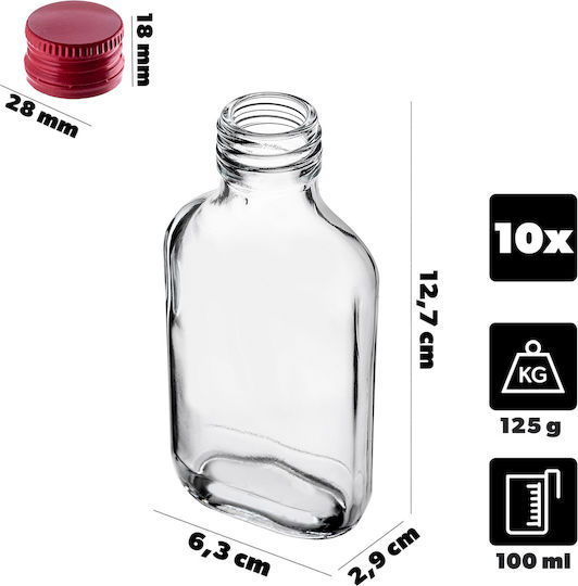 Flaschen Fläschchen 100ml Rote Kappe 10 Stücke