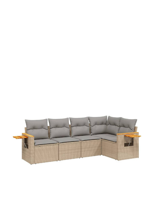 Corner Outdoor Sofa Rattan with Cushions 55x55x69cm