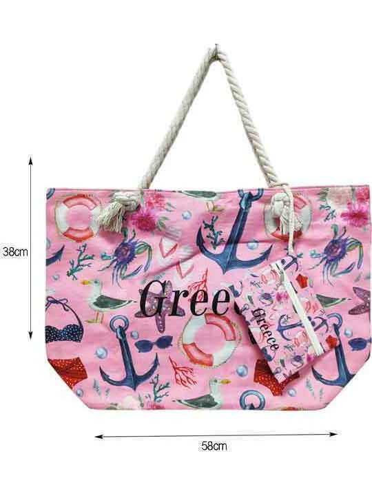 Stoff Strandtasche Rosa
