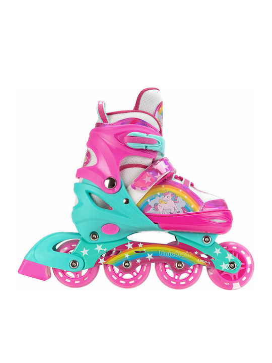 Action One Set Role Reglabile În Linie Pentru Adulți Copii Unicorn Fantasy Xs 27-30 Roz