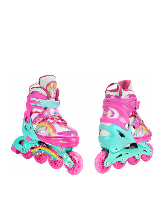 Action One Set Role Reglabile În Linie Pentru Adulți Copii Unicorn Fantasy Xs 27-30 Roz
