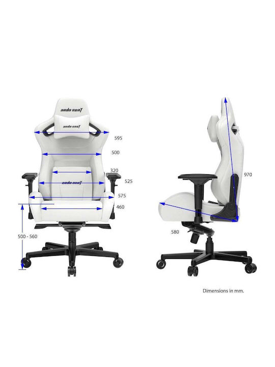 Anda Seat AD12XL Kaiser II Καρέκλα Gaming Δερματίνης με Ρυθμιζόμενα Μπράτσα White