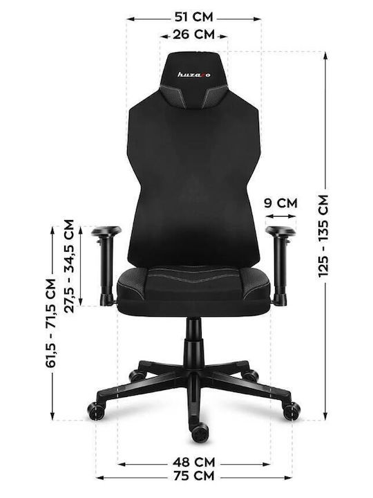 Huzaro Combat 6.2 Fabric Gaming Chair with Adjustable Armrests and RGB Lighting Black