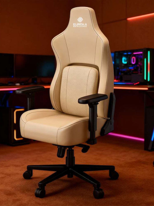 Eureka Ergonomic Python II GC-08 Καρέκλα Gaming Δερματίνης με Ρυθμιζόμενα Μπράτσα Γκρι