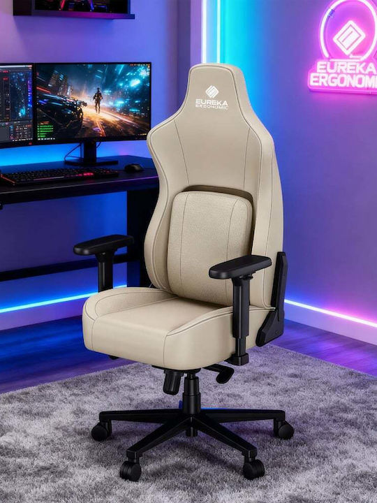 Eureka Ergonomic Python II GC-08 Καρέκλα Gaming Δερματίνης με Ρυθμιζόμενα Μπράτσα Γκρι