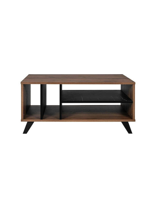 Rechteckiges Zentral Kaffeetisch Miami Holz mit Schubladen Schwarz M100xL64xH45cm
