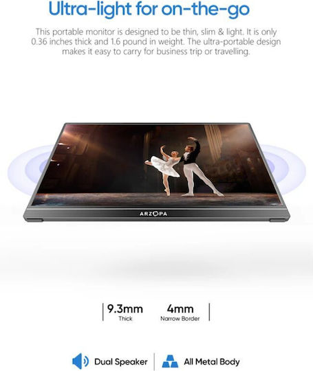Arzopa A1 Gamut IPS HDR Portable Monitor 15.6" FHD 1920x1080