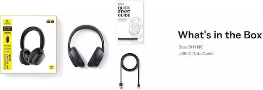 Baseus Bass BH1 NC Kabellose Bluetooth Über Ohr Kopfhörer mit 80 Stunden Wiedergabezeit und Schnellladung Starlight Off-White