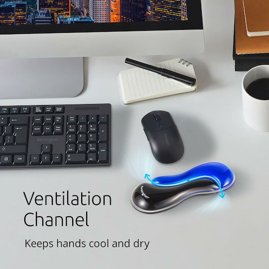 Kensington Slim Duo Gel Mouse Track Ball Wrist Rest Blue