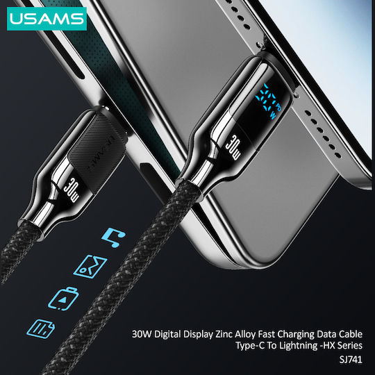 Usams Braided USB-C to Lightning Cable 30W Λευκό 1.2m DM121299