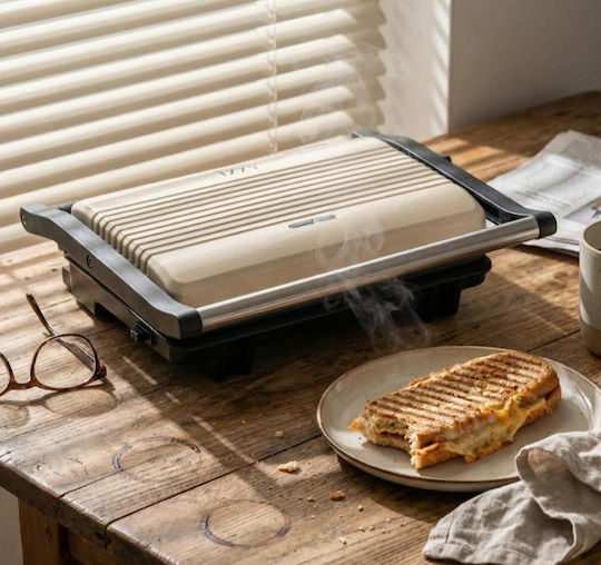 Izzy Vintage Panini IZ-2025 Sandwich Maker for for 2 Sandwiches Sandwiches 1000W Beige
