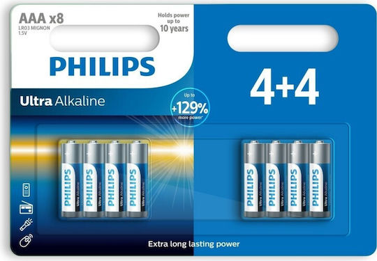 Philips Ultra Αλκαλικές Μπαταρίες AAA 1.5V 8τμχ