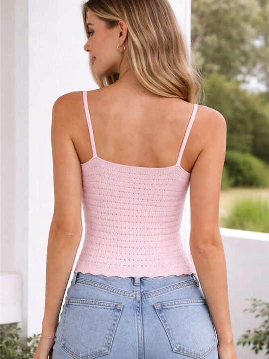 Only Damen Crop Top Aus Baumwolle mit Spaghetti-Träger & V-Ausschnitt Rosa