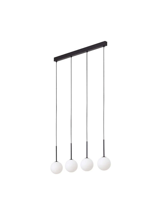 TK Lighting Martin Κρεμαστό Φωτιστικό Μαύρο Ράγα για 4 Λαμπτήρες G9 78x140εκ.