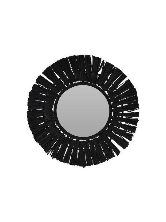 K-m Black Καθρέπτης Τοίχου με Μαύρο Πλαστικό Πλαίσιο Διαμέτρου 30cm