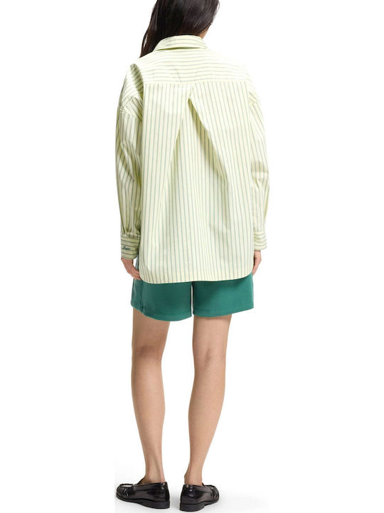 Long Sleeve Women's Beige Striped Shirt
