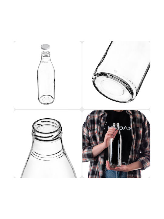 Kadax Glas Wasserflasche mit Schraubdeckel Transparent 1000ml