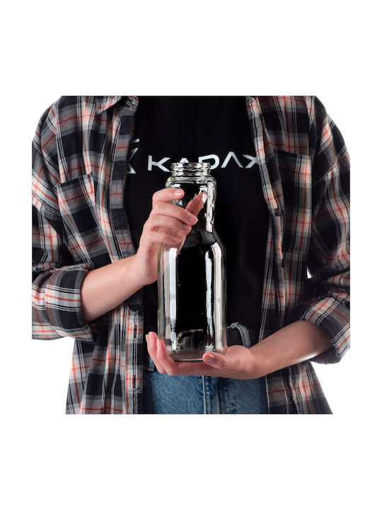 Kadax Glass Water Bottle With Screw Lid Transparent 1000ml