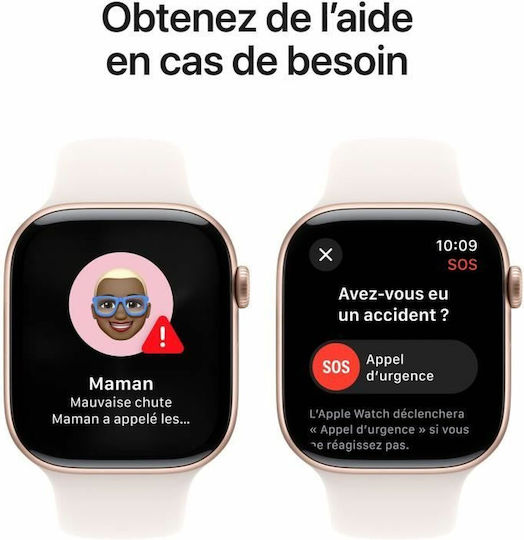 Apple Watch Series 10 Cellular Aluminium 46mm Αδιάβροχο με eSIM και Παλμογράφο (Rose Gold με Light Blush Sport Band - M/L)