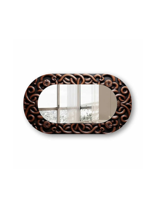 Oval Wandspiegel Mit Relief Glas Rahmen Braun Von 55x99cm