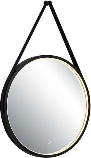 Zambelis Lights 25387 Wall Mirror Black & LED Lighting Diameter 60cm Zambelis Lights 25387 Wall Mirror Black & LED Lighting Diameter 60cm