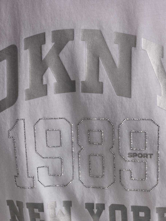 Logo Дамска Блуза Памучна Къс Ръкав Бяла