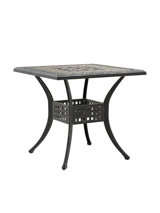 Outdoor Dinner Aluminum Table Bronze 80x80x75cm