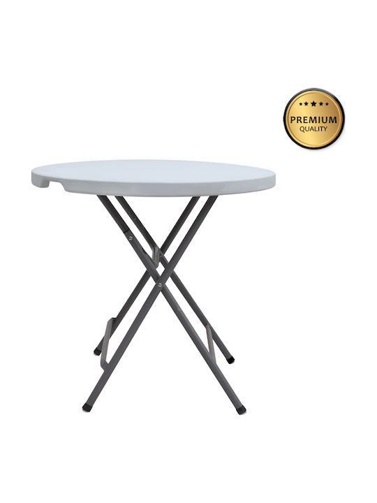 Plastic Catering Table for Small Outdoor Spaces Foldable with Metal Frame Capri Ice White 80x80x74cm