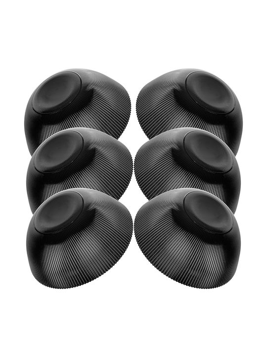 Kadax Round Black Glass Serving Bowls Diameter 15.2cm 6 Pieces