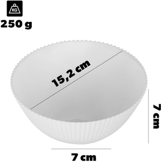 Kadax Round White Glass Serving Bowls Diameter 15.2cm 3 Pieces