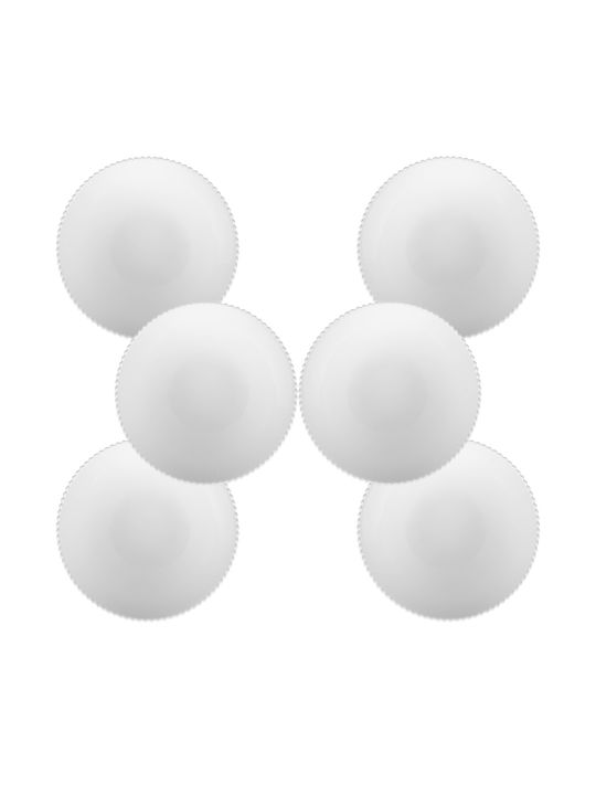 Kadax Serving Bowls Round Glass White With Diameter 15.2cm 6 Pieces