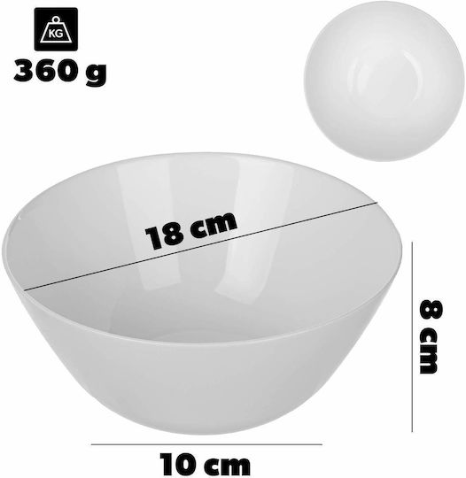 Kadax Round White Glass Serving Bowl with Diameter 18cm