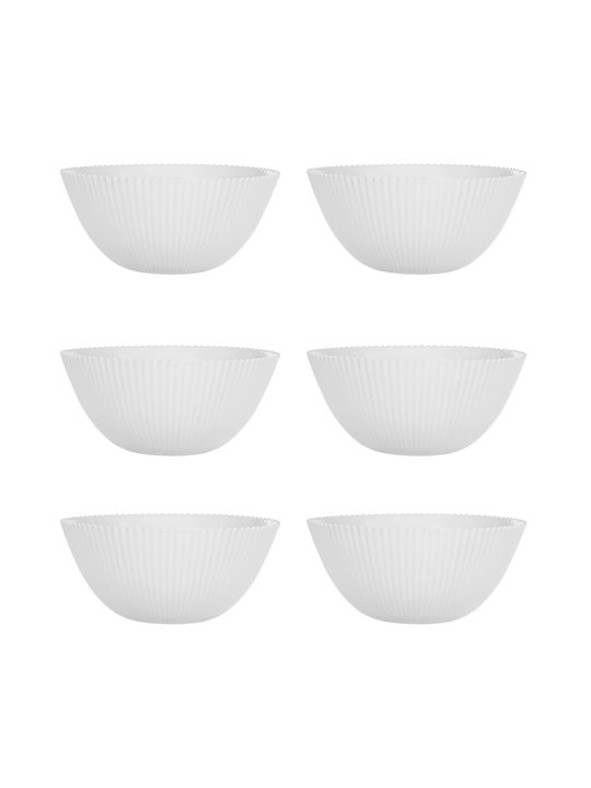 Kadax Serving Bowls Round Glass White With Diameter 15.2cm 6 Pieces