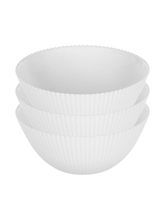 Kadax Boluri De Servire Rotunde Din Sticlă Albe Cu Diametru 15.2cm 3 Bucăți