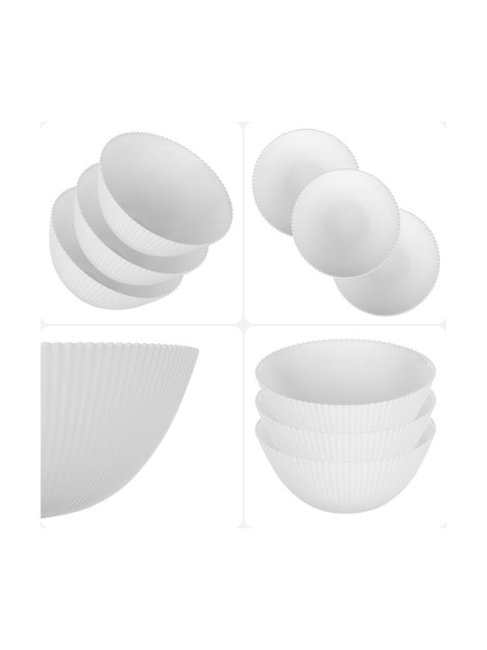 Kadax Boluri De Servire Rotunde Din Sticlă Albe Cu Diametru 15.2cm 3 Bucăți