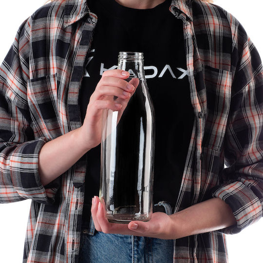 Kadax Glas Wasserflasche mit Schraubdeckel Transparent 1000ml 3 Stücke