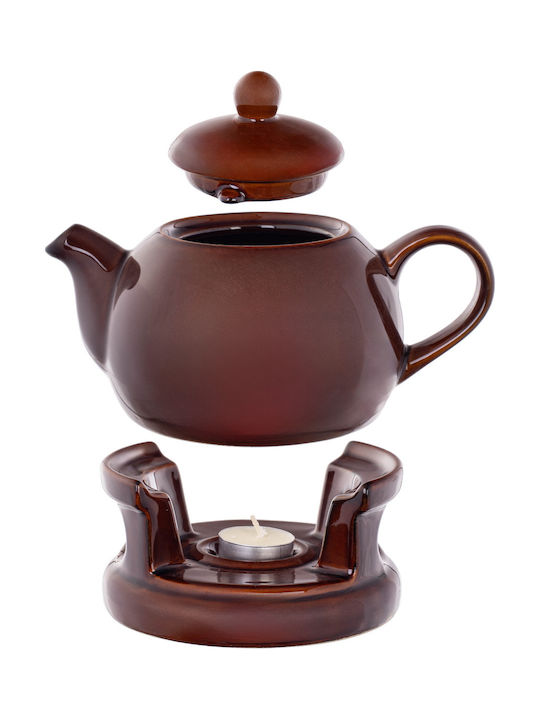 Kadax Ceramic Tea Set Brown 1000ml 15 Pieces