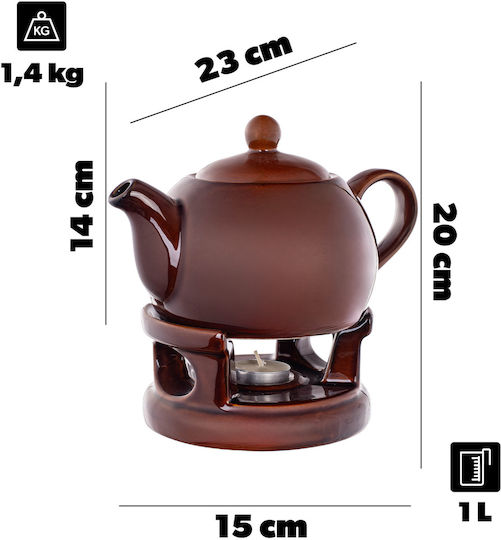 Kadax Ceramic Tea Set Brown 1000ml 15 Pieces