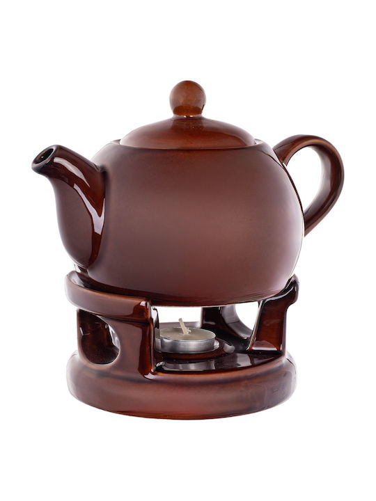 Kadax Ceramic Tea Set Brown 1000ml 15 Pieces