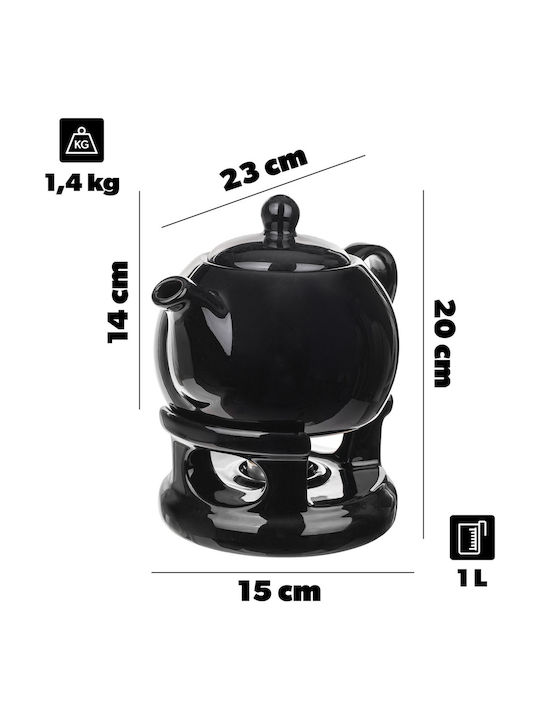 Kadax Ceramic Black Teapot 1000ml