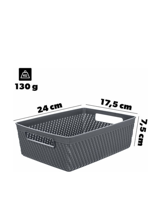 Kadax Кошница За Съхранение Пластмасова Сива 24x17.5см